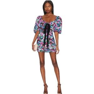 NWT For Love And Lemons Multicolor Floral Marley Mini Dress Small